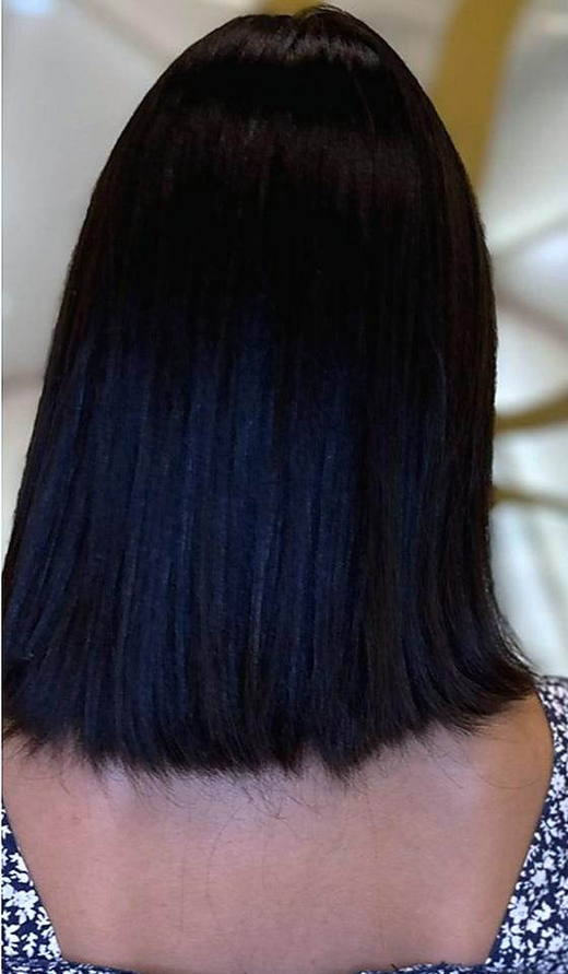 Black bob to waves before extensions at PhiStudio Dubai