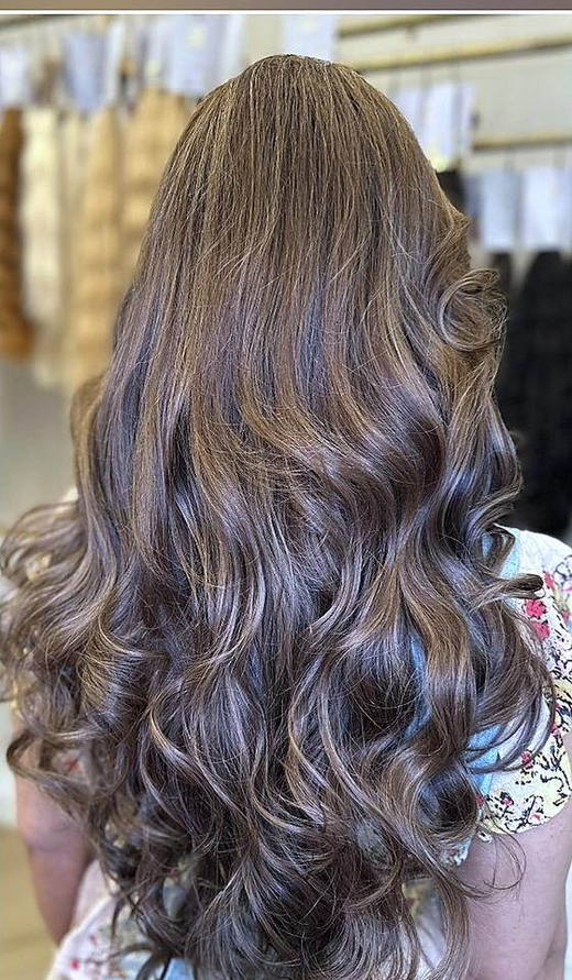 Caramel waves after extensions at PhiStudio Dubai