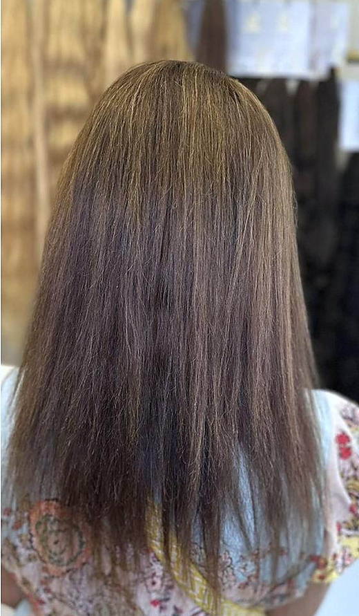 Caramel waves before extensions at PhiStudio Dubai