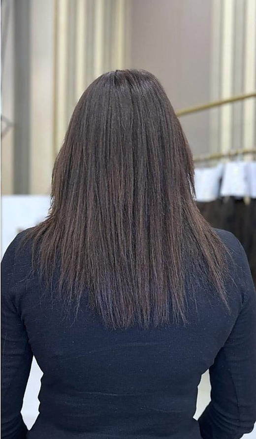 Chocolate Hollywood before extensions at PhiStudio Dubai