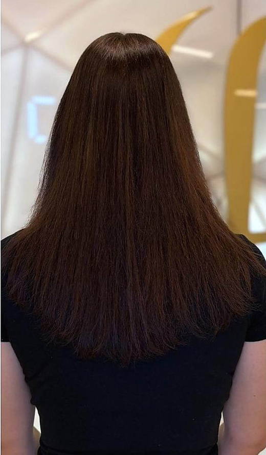 Chocolate volume before extensions at PhiStudio Dubai