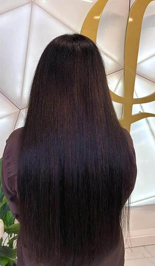 Dark brunette after extensions at PhiStudio Dubai