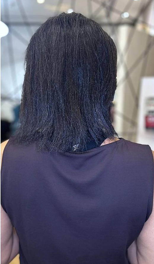 Frizz to glossy before extensions at PhiStudio Dubai