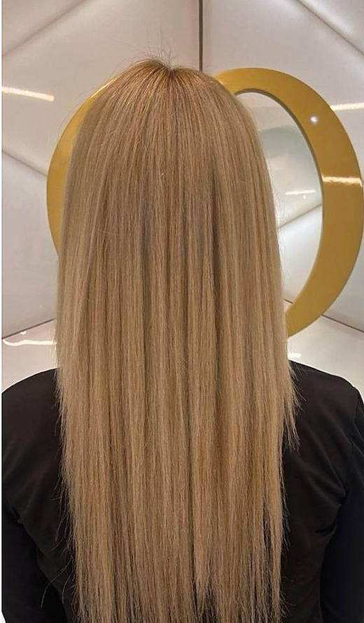Icy blonde before extensions at PhiStudio Dubai