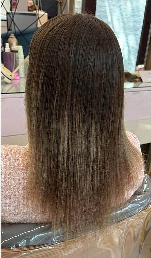 Mushroom ombré before extensions at PhiStudio Dubai