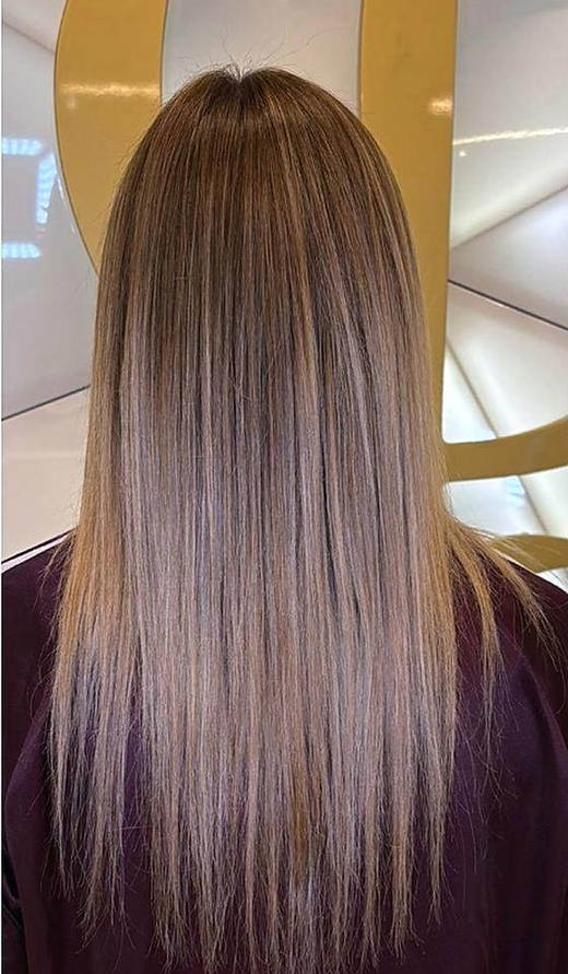Pearl blonde before extensions at PhiStudio Dubai