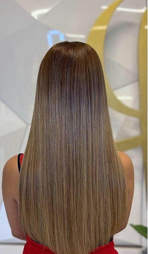 Sandy blonde after extensions at PhiStudio Dubai