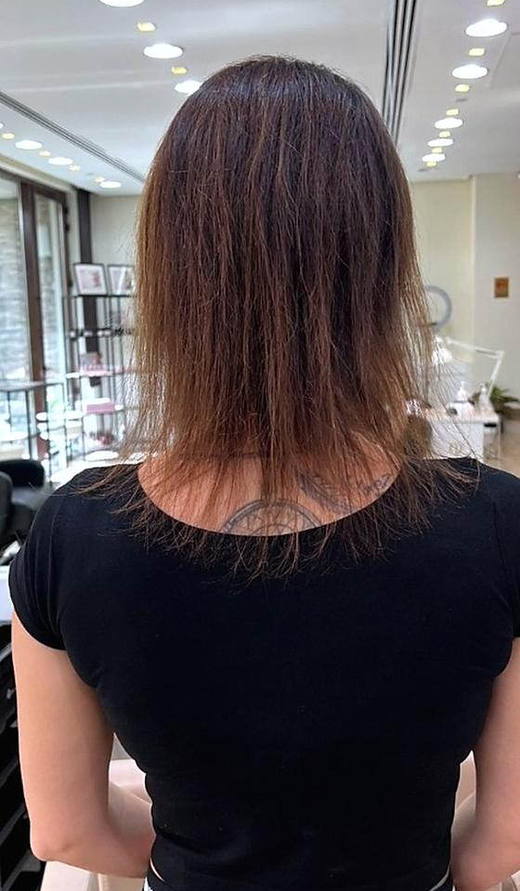 Soft brown length before extensions at PhiStudio Dubai
